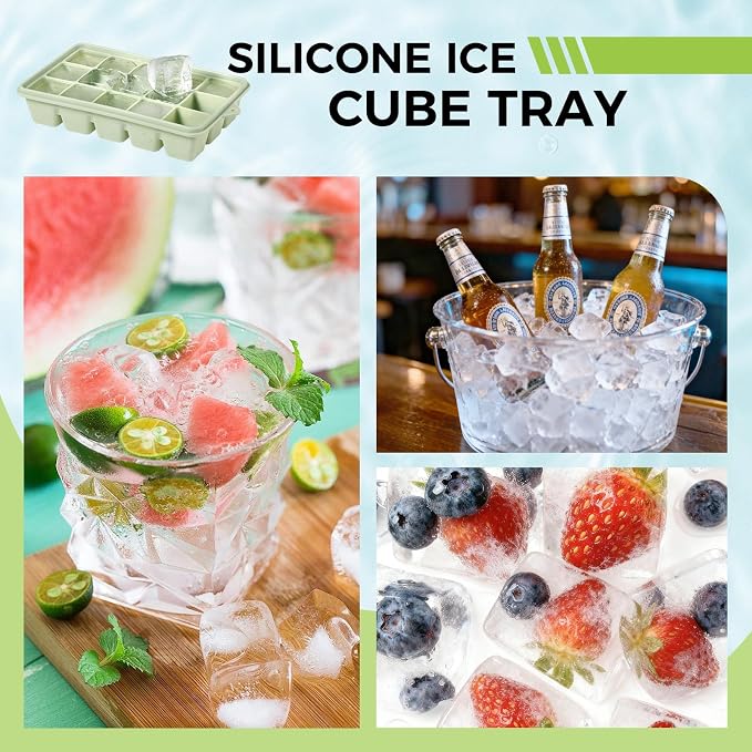 Silicone Ice Cube Trays with Lid, Easy Release Ice Molds, Reusable and - Image 2