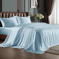 BEDELITE Satin Sheets Twin XL Size Bed Set, Luxury Soft Light Blue Silky Sheets by BEDELITE