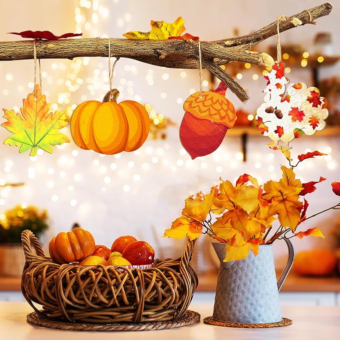 36PCS Wooden Fall Ornaments to Paint Thanksgiving Decorations, 6 Styles DIY - Image 6
