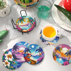 EWJRNSF 8 PCS Beach Diamond Art Coasters DIY Kit - Image 7