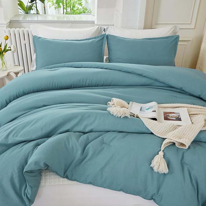 Litanika Comforters Grayish Teal Oversized King Size, 3 Pieces Lightweight by Litanika