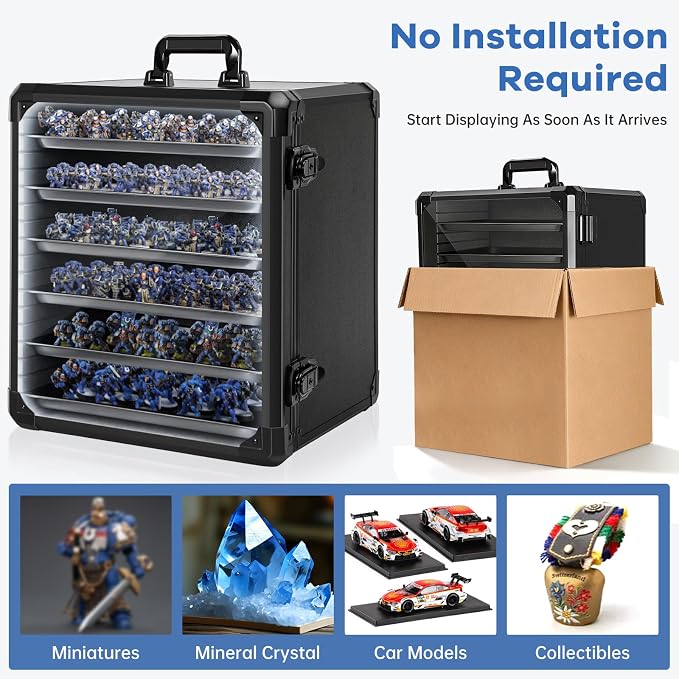 WELIDAY Miniatures Storage Case Miniatures Transport Case Aluminum Alloy Frame - Image 4