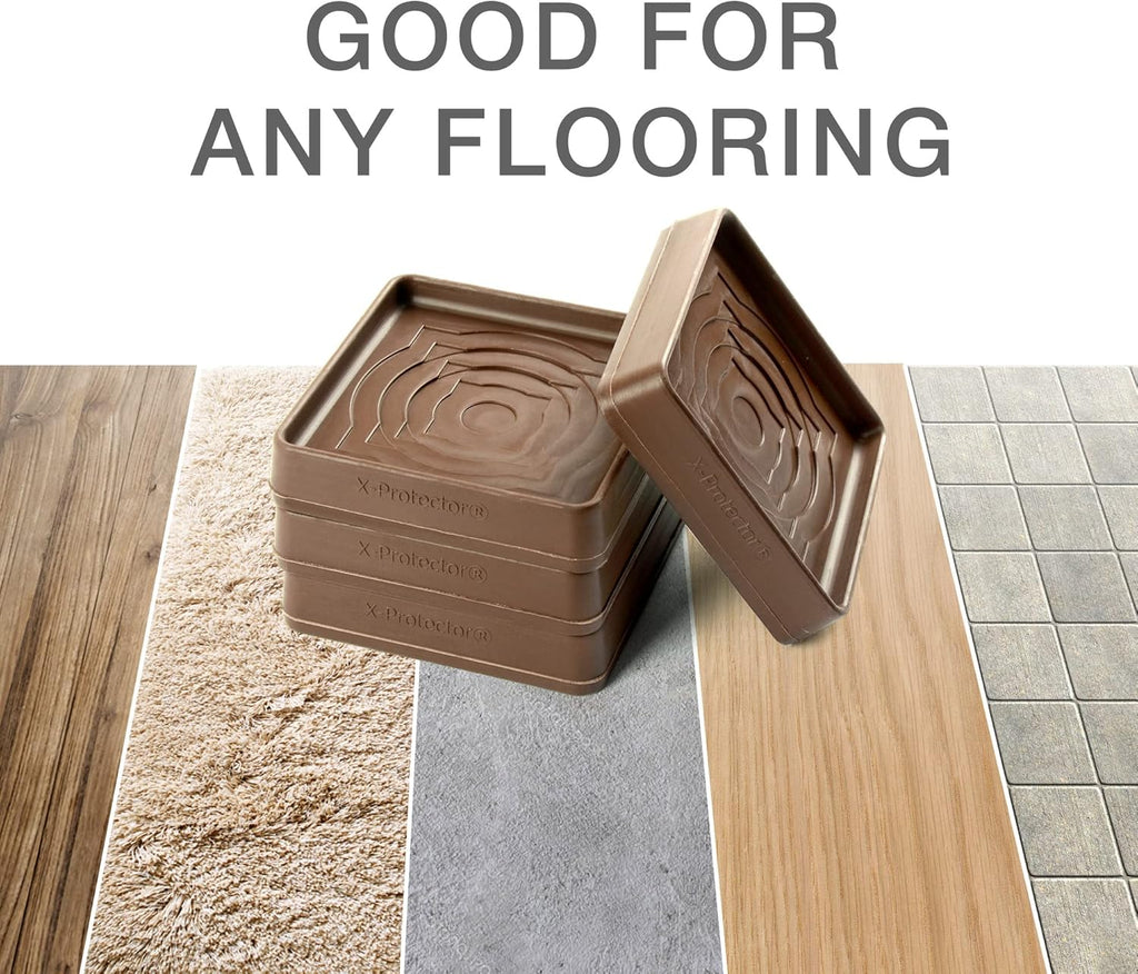 Furniture Cups X-PROTECTOR – 2" Caster Cups 4 PCS – Premium Furniture Coasters – Ideal Bed Stoppers – Non Skid Furniture Pads with a Perfect Design – Rubber Furniture Pads - Protect Any Flooring!