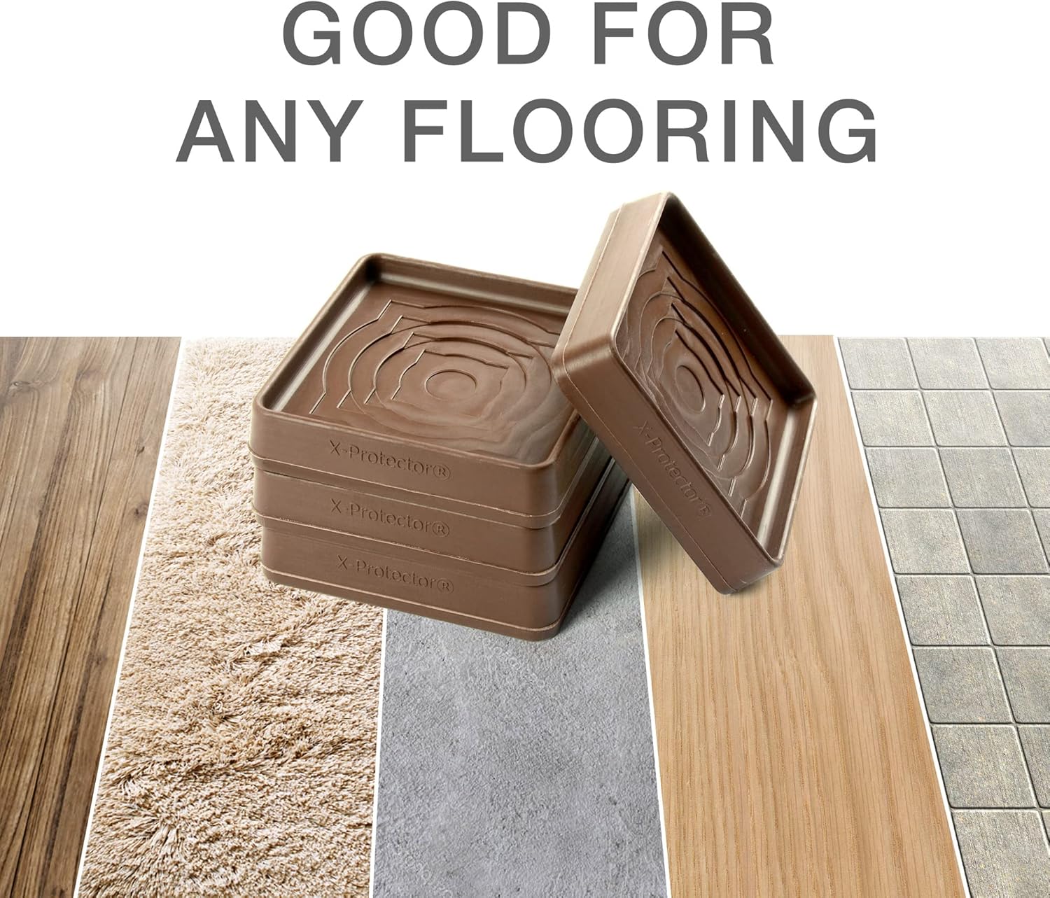 Furniture Cups X-PROTECTOR – 2" Caster Cups 4 PCS – Premium Furniture Coasters – Ideal Bed Stoppers – Non Skid Furniture Pads with a Perfect Design – Rubber Furniture Pads - Protect Any Flooring!