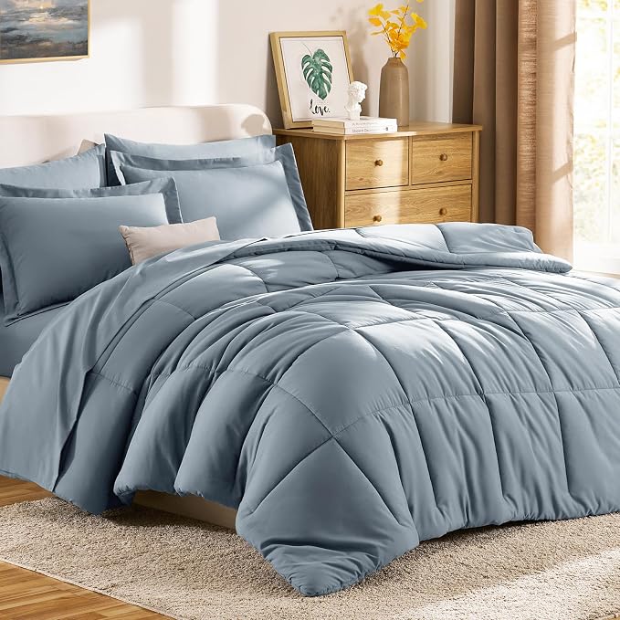 CozyLux Twin XL Comforter Set Grayish Blue - Image 9