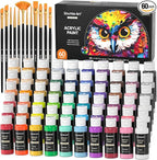 72 Pack Acrylic Paint Set, Shuttle Art 60 Colors Acrylic Paint Including Extra by ShuttleArt