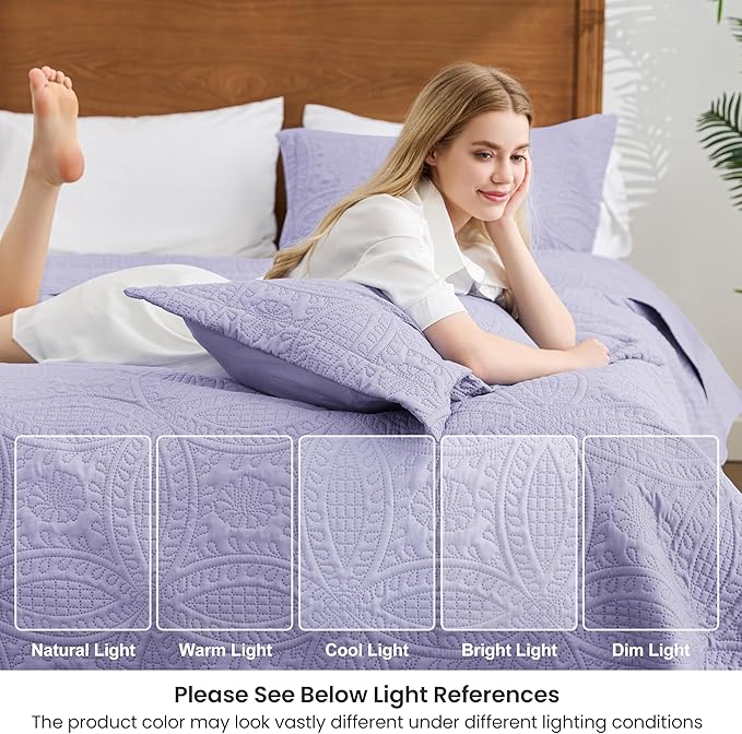 Love's cabin Twin Quilt Set Lavender Bedspreads Bedding Set - Image 6