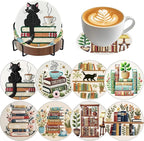 8 Pack Bookshelf Diamond Art Coasters, Diamond Painting Coasters Kits | Books by Zythron