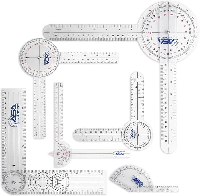 ASA TECHMED 6 Pcs 360° 12, 8 and 6 Inch Medical Spinal Goniometer Angle by ASATECHMED