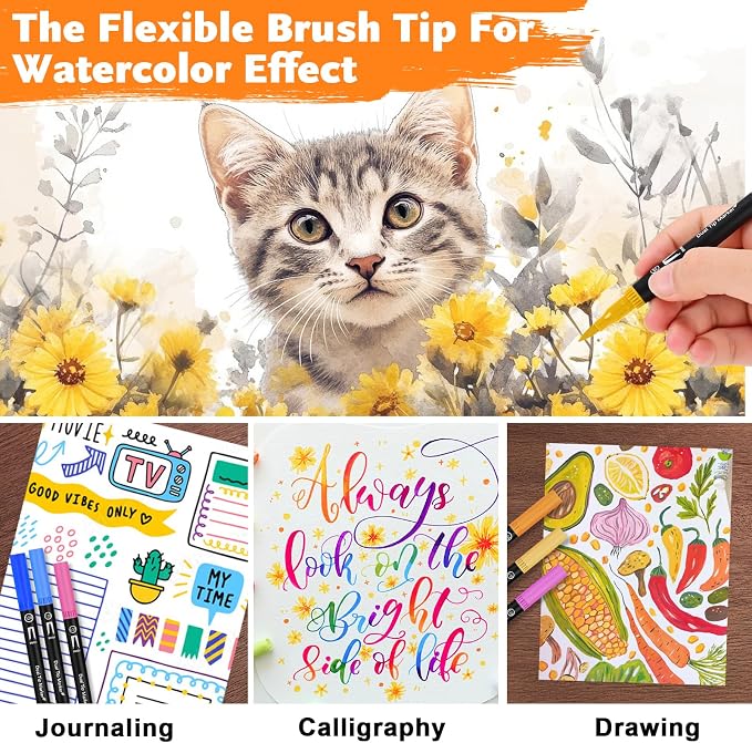 Dual Brush Marker Pens, 128 Colors Art Markers Set - Image 4