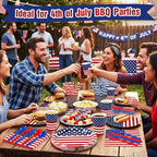 450 Pcs 4th of July Patriotic Tableware Set Decorations USA Red White Blue - Image 6