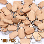 JUXYES 100 PCS Unfinished Wooden Keychain Blanks - Image 3