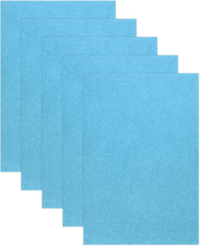 MECCANIXITY 5 Sheets Light Blue Shiny Foam Sheets, 8 Inch x 12 Inch Sparkle EVA by MECCANIXITY