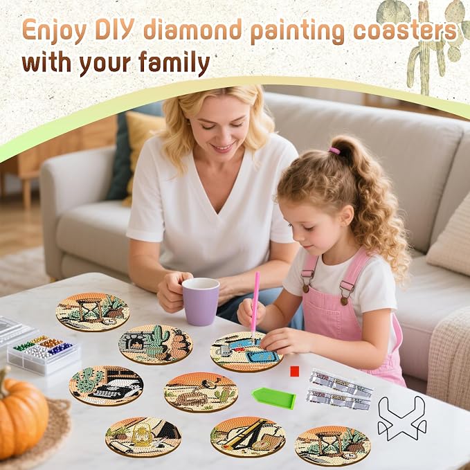 DOZEEZOP 8-Pack Diamond Art Coaster Kit - Image 8
