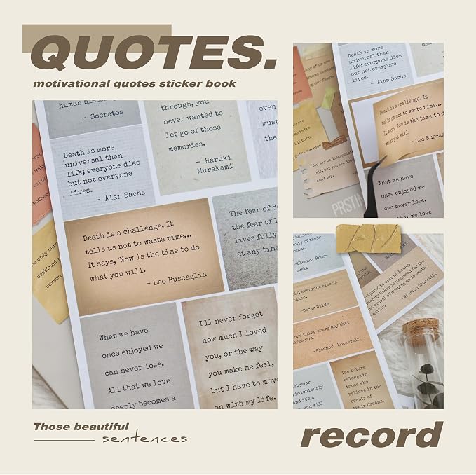 Prstincol 24 Sheets Vintage Motivational Quote Stickers Pad wtih Tweezer - Image 3