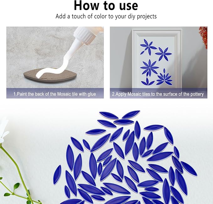 Yoption Petal Mosaic Tiles for Crafts, 200g Flower Leaf Ceramic Mosaic Tiles - Image 7