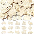 100 pcs Mixed Styles Transportation Theme Undyed Wood Cutout Charms Car Vehicle by Gythara