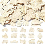 100 pcs Mixed Styles Transportation Theme Undyed Wood Cutout Charms Car Vehicle by Gythara