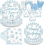 168 Pcs Summer 15th Seashell Birthday Party Decorations Serves 24 | Coastal by Greencian
