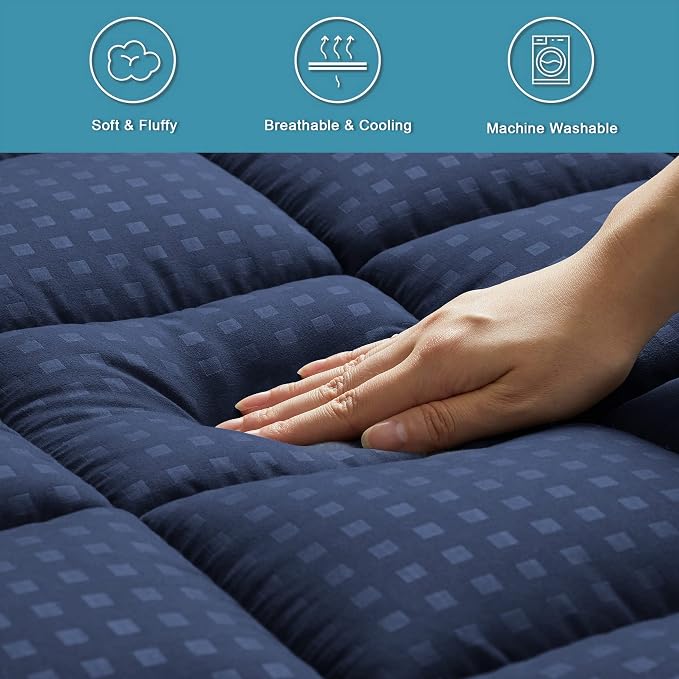HYLEORY Twin Mattress Pad Quilted Fitted Mattress Protector Cooling Pillow Top - Image 4