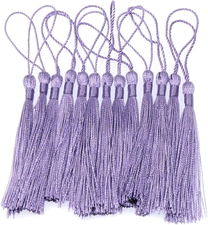 VAPKER 100 Pieces Purple Silky Handmade Soft Tassels 13cm/5-Inch - Image 5