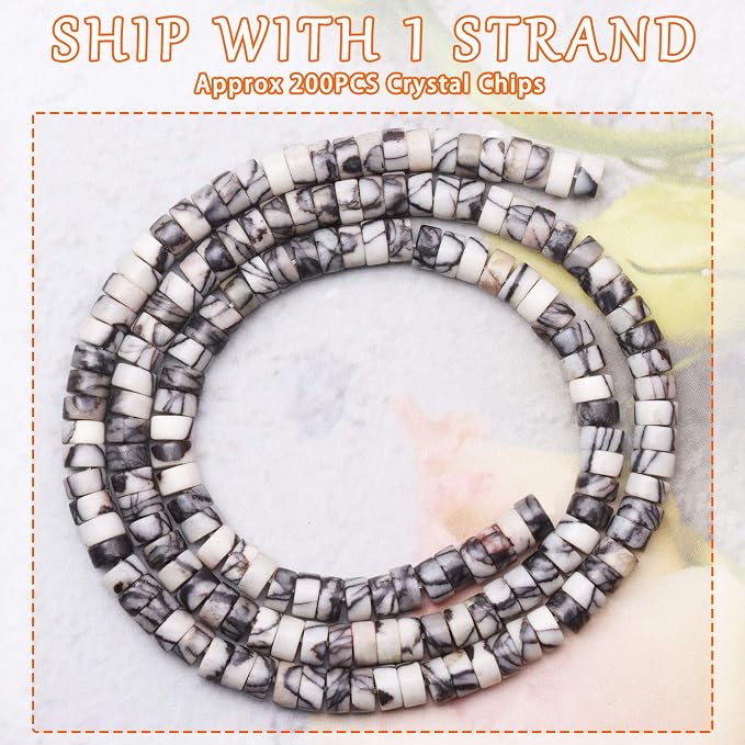 Natural Stone Heishi Beads for Necklace Making, 4 mm x 2 mm Small Flat Round - Image 2