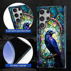 for Samsung Galaxy S24 Ultra Case, Crow Faux Stained Glass Pattern Glossy 2 in - Image 6