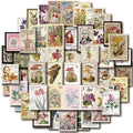 Vintage Postage Stamp Stickers for Scrapbook, Botanical Fairy Sticker for Junk by PRSTINCOL