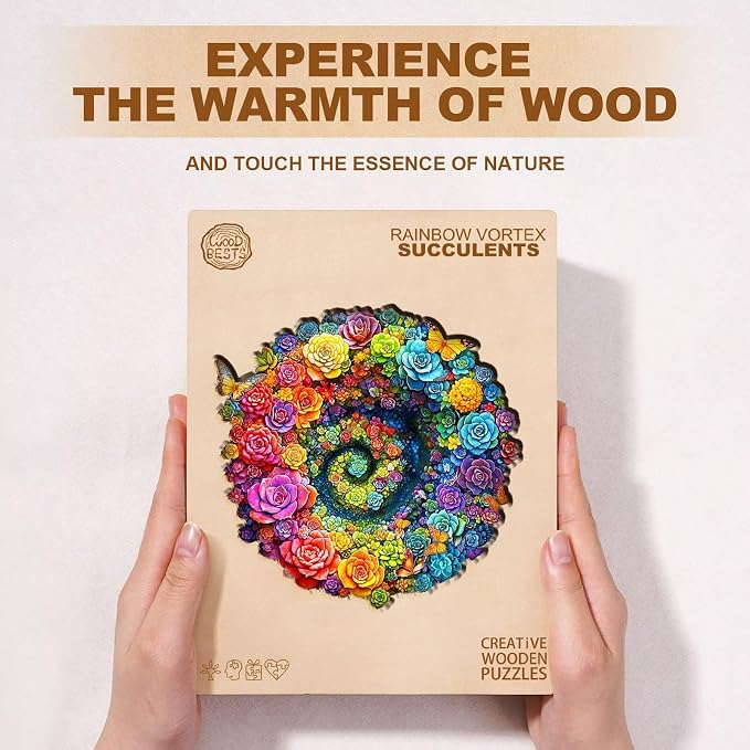 Rainbow Vortex Succulents Puzzles Adults Gifts Wooden 240 Pieces 13.4 * 12.7in - Image 7