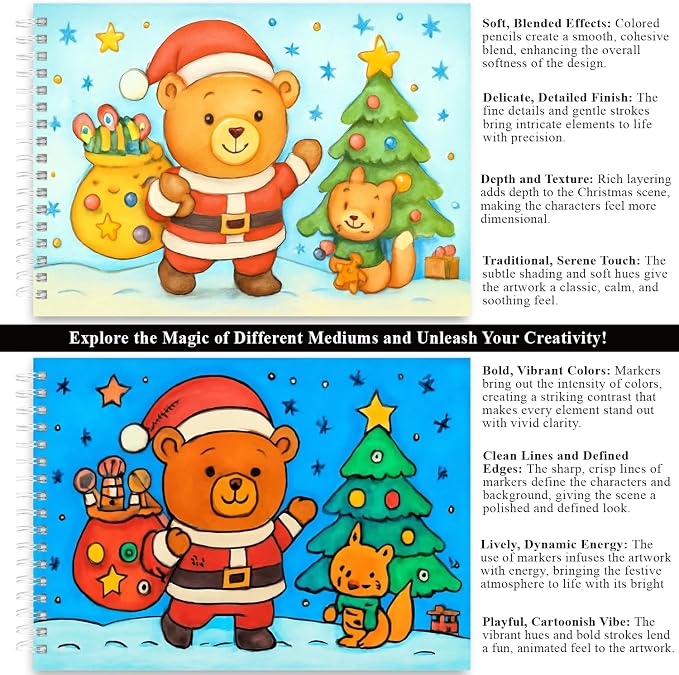 Fuxi Christmas Coloring Books for Ages 8-12, 60 Sheets Blank Sketchbook + 50 - Image 5