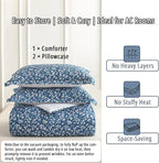 LEMIROE Blue Floral Cotton Comforter King Size - Image 7