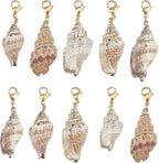 SUNNYCLUE 10Pcs Seashell Charms Oval Ocean Beach Spiral Natural Cowrie Conch by SUNNYCLUE