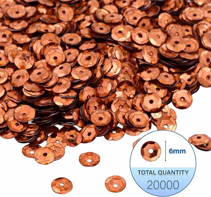 Mandala Crafts 6mm Cup Holographic Brown Sequins - Image 3