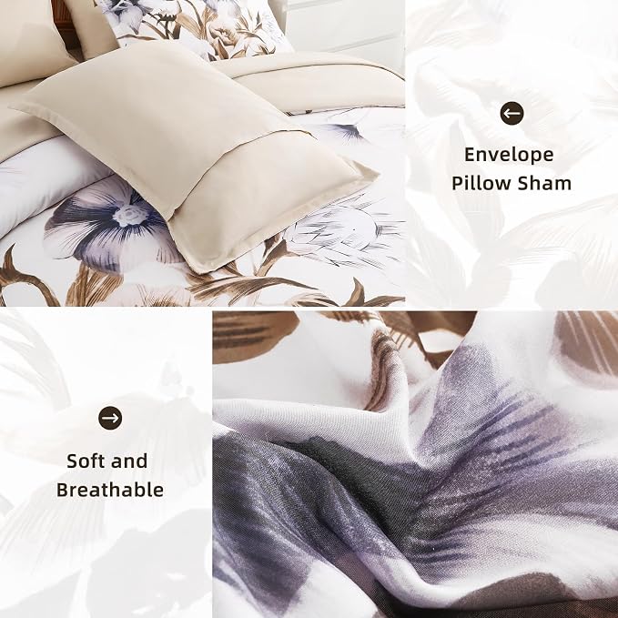Luxudecor Floral Comforter Set Queen Size 7 Piece, Elegant Floral Comforter - Image 5