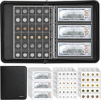 400-Pocket Fireproof Coin Collection Book & 36 Paper Money Organizer Binder | by Hontom