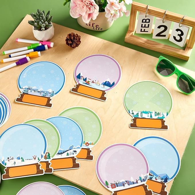 60pcs Winter Theme DIY Cutouts Snow Globe Bulletin Board Decoration Set - Image 4
