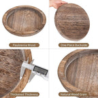 Hanobe Wooden Tray for Coffee Table, Decorative Round Candle Holder Plate | - Image 5