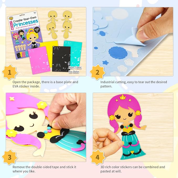 VKPI 4 Pieces EVA Foam Art Crafts Gift Kit, Creative Make Your Own Princess - Image 2