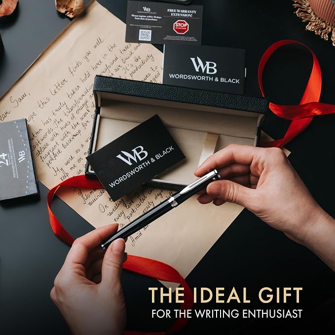 Wordsworth & Black Fountain Pen Set, 18K Gilded Extra Fine Nib, Includes 24 - Image 3