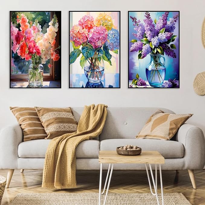 3 Pack Framed Paint by Numbers Flower - Image 5