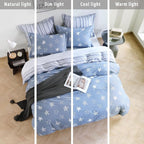 LEMIROE Blue Cotton Comforter Twin Size 2Pcs - Image 6
