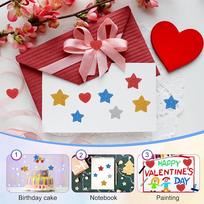 MECCANIXITY 180Pcs Glitter Foam Stickers 1 Inch Self-Adhesive Sparkly - Image 7