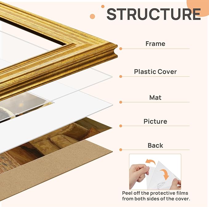 upsimples 8x12 Picture Frame, Vintage Frames Decor, Wall or Tabletop Display - Image 3