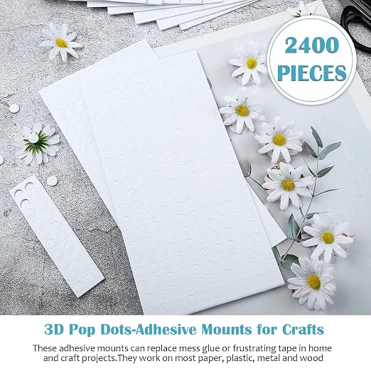 Outus 2400 Pieces Foam Dots Dual-Adhesive 3D Foam Tapes Pop Dots Adhesive Mount - Image 3