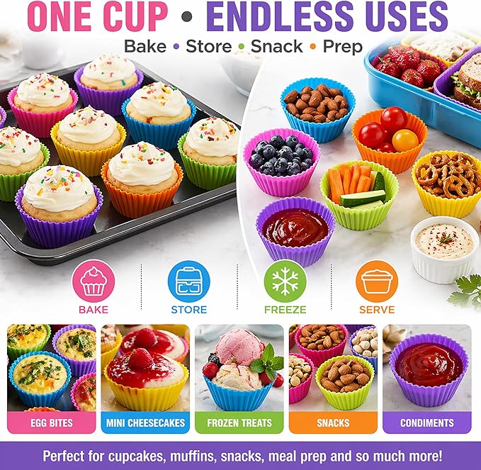 Cupcake Liners - Reusable Silicone Cupcake Baking Cups - Non-Stick Baking - Image 4