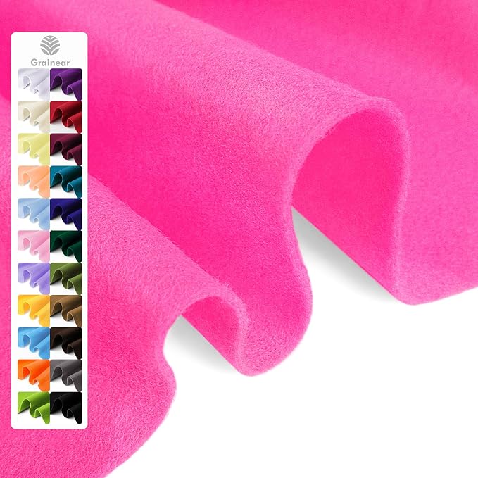 Hot Pink Soft Felt Fabric Sheet 36" x 36", 1.6mm Thick, Premium Craft Felt by Grainear