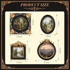 Qunclay Vintage Mini Picture Frames Set of 4, Round Rectangle Ornate Small - Image 2