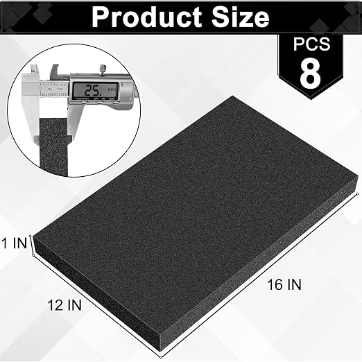 ToLanbbt Polyurethane Foam Sheets, 8P 16 x 12 x 1 Inch Cuttable Tool Box Case - Image 2