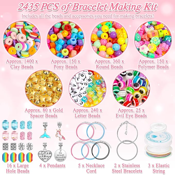 PAXCOO 2435PCS Bracelet Making Kit Including All Kinds of Beads - Image 2