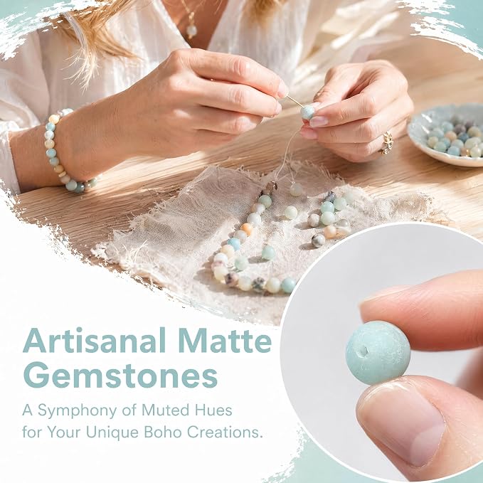 36pcs Natural Matte Amazonite Gemstone Beads，10mm Frosted Round Loose Stone - Image 4